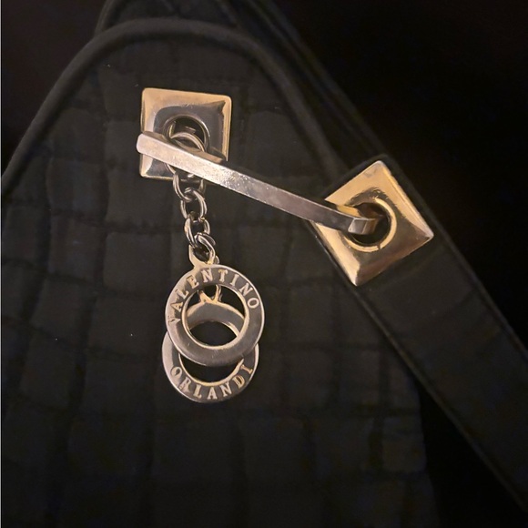 Valentino Orlandi Chic Black Quilted Handbag with Gold Accents. - Picture 4 of 13